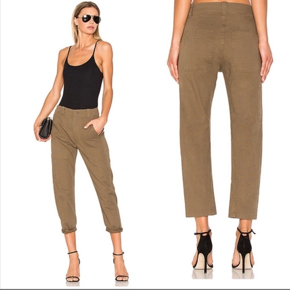 Vince Pants - Vince - women’s green / brown cotton Utility high rise Cropped cargo pants SZ 10